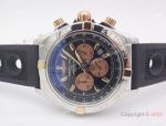 Breitling Fake Watches Chronomat 44mm Rose Gold Chronograph Black Rubber Band